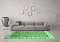 Machine Washable Oriental Emerald Green Traditional Rug, wshabs3266emgrn