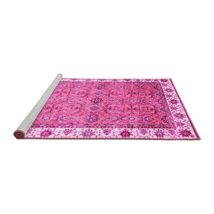 Sideview of Machine Washable Oriental Pink Traditional Rug, wshabs3266pnk