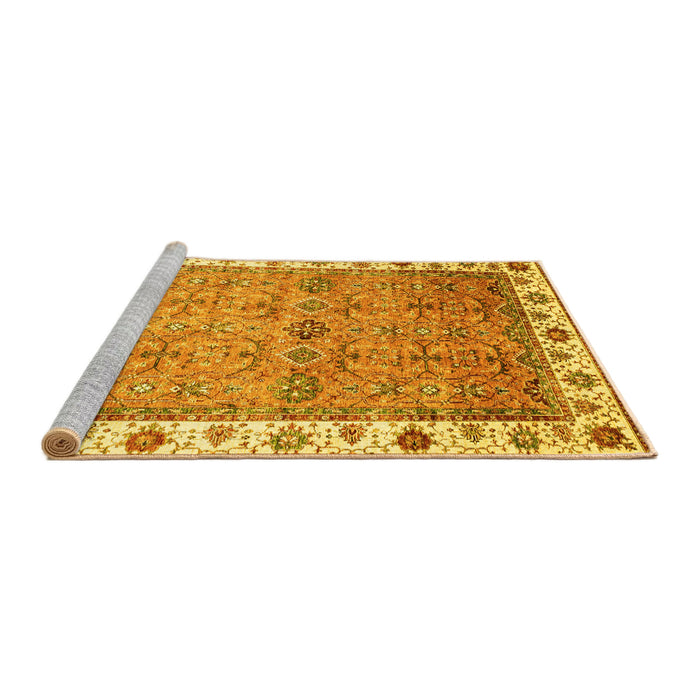 Sideview of Machine Washable Oriental Yellow Traditional Rug, wshabs3266yw