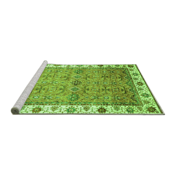 Sideview of Machine Washable Oriental Green Traditional Area Rugs, wshabs3266grn