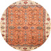 Round Machine Washable Abstract Red Rug, wshabs3266