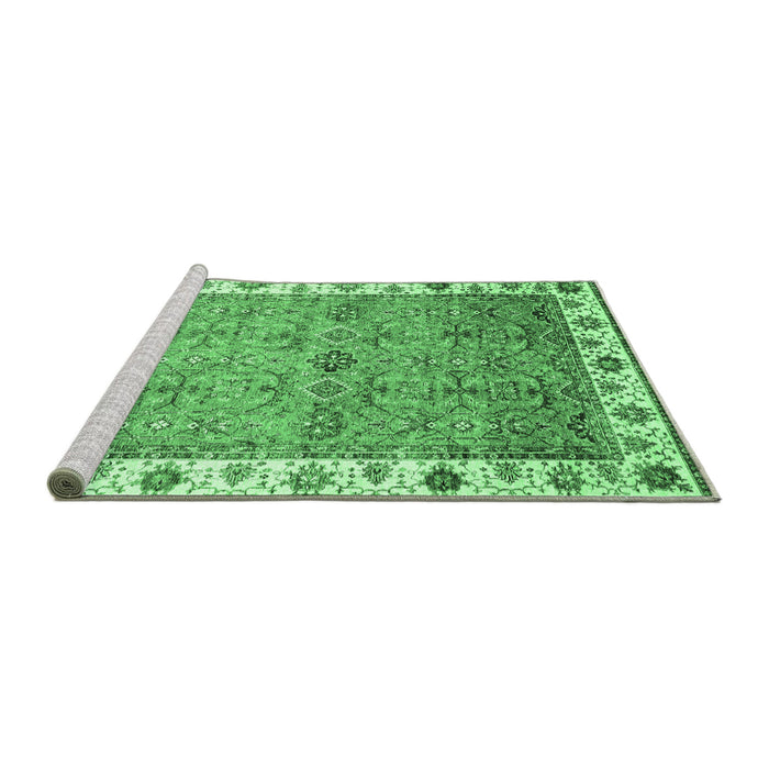 Sideview of Machine Washable Oriental Emerald Green Traditional Area Rugs, wshabs3266emgrn
