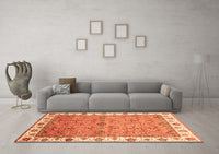 Machine Washable Oriental Orange Traditional Rug, wshabs3266org