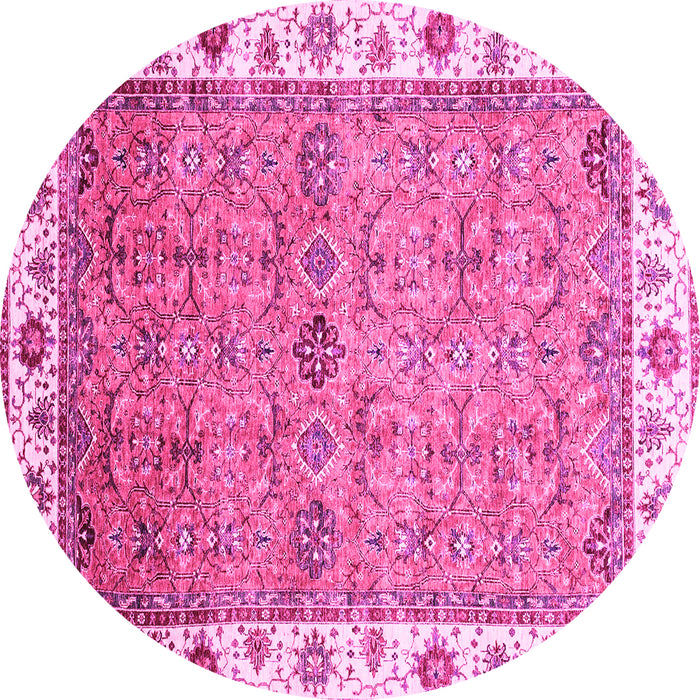 Round Oriental Pink Traditional Rug, abs3266pnk