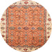 Round Abstract Red Oriental Rug, abs3266