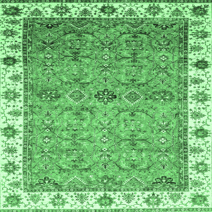 Square Oriental Emerald Green Traditional Rug, abs3266emgrn