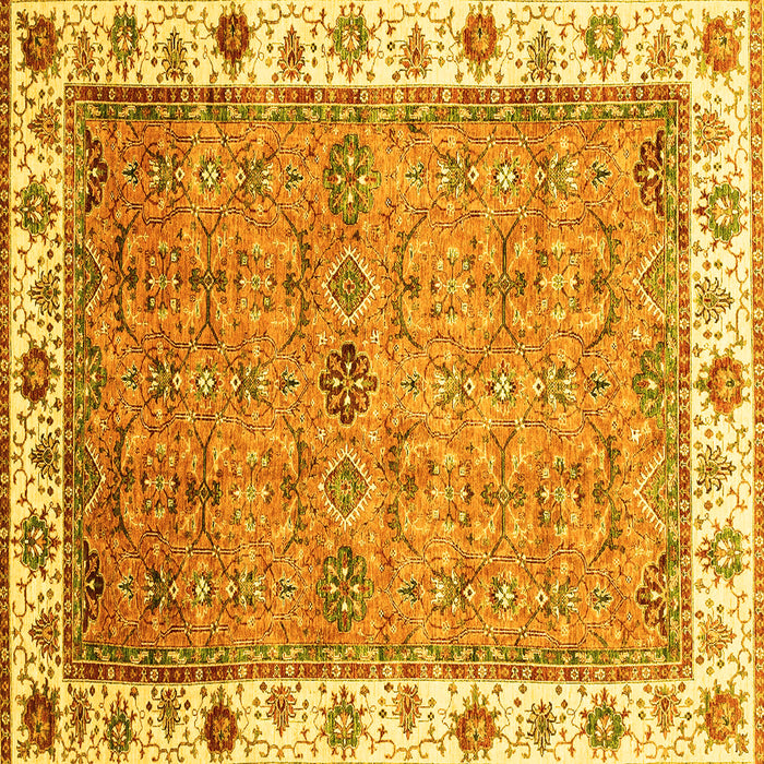 Square Oriental Yellow Traditional Rug, abs3266yw