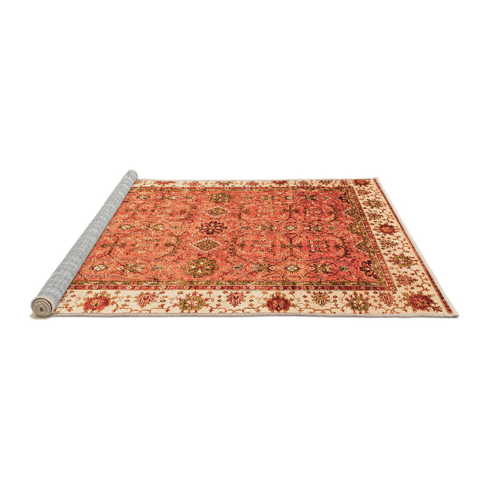 Sideview of Machine Washable Oriental Orange Traditional Area Rugs, wshabs3266org