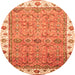 Round Oriental Orange Traditional Rug, abs3266org