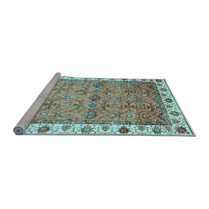 Sideview of Machine Washable Oriental Light Blue Traditional Rug, wshabs3266lblu