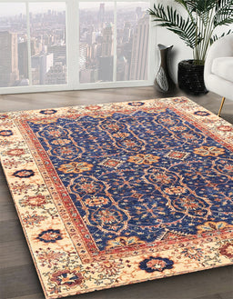 Abstract Rosy Purple Oriental Rug in Family Room, abs3267