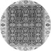 Round Machine Washable Oriental Gray Traditional Rug, wshabs3267gry