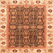 Square Machine Washable Oriental Orange Traditional Area Rugs, wshabs3267org