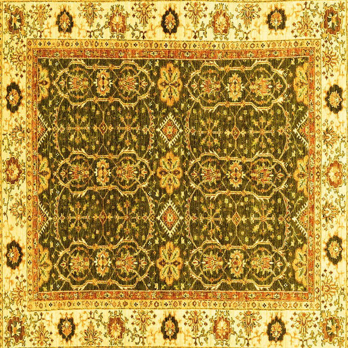 Square Machine Washable Oriental Yellow Traditional Rug, wshabs3267yw