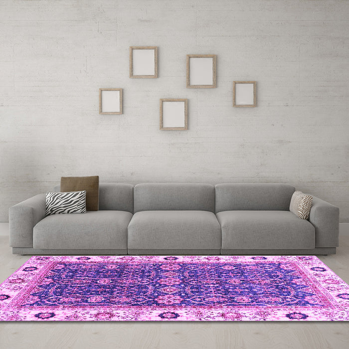 Machine Washable Oriental Purple Traditional Area Rugs in a Living Room, wshabs3267pur