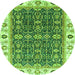 Round Machine Washable Oriental Green Traditional Area Rugs, wshabs3267grn