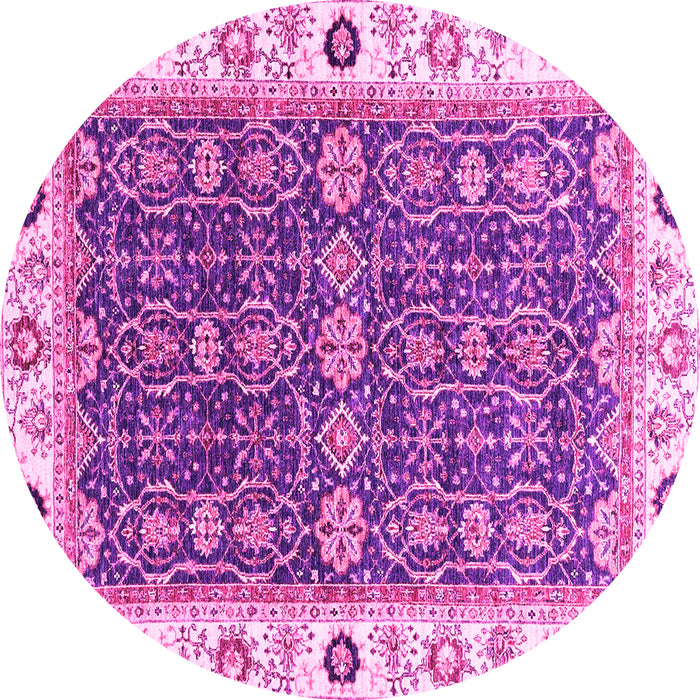 Round Oriental Pink Traditional Rug, abs3267pnk