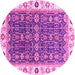 Round Machine Washable Oriental Pink Traditional Rug, wshabs3267pnk