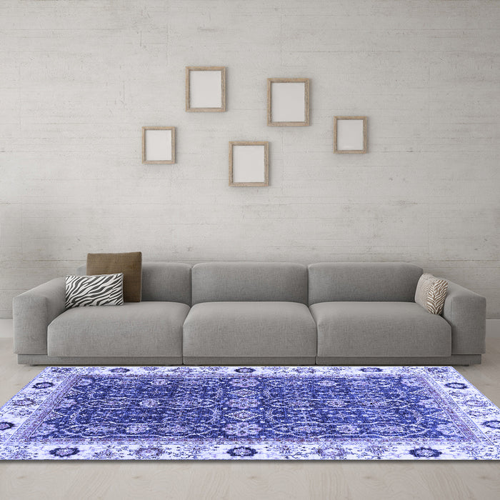 Machine Washable Oriental Blue Traditional Rug in a Living Room, wshabs3267blu