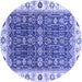 Round Machine Washable Oriental Blue Traditional Rug, wshabs3267blu