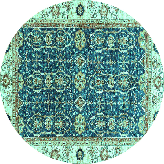 Round Oriental Turquoise Traditional Rug, abs3267turq