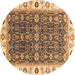 Round Oriental Brown Traditional Rug, abs3267brn