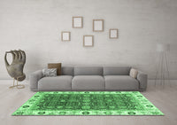 Machine Washable Oriental Emerald Green Traditional Rug, wshabs3267emgrn