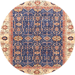 Round Abstract Rosy Purple Oriental Rug, abs3267