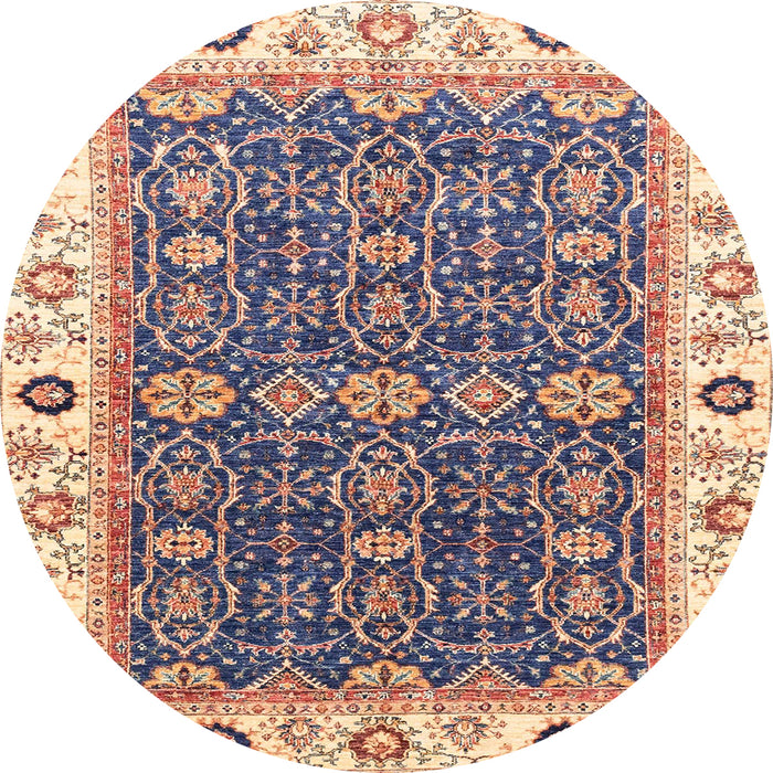 Round Abstract Rosy Purple Oriental Rug, abs3267