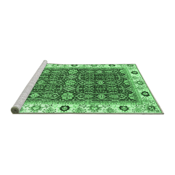 Sideview of Machine Washable Oriental Emerald Green Traditional Area Rugs, wshabs3267emgrn