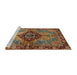 Sideview of Machine Washable Abstract Saffron Red Rug, wshabs3268