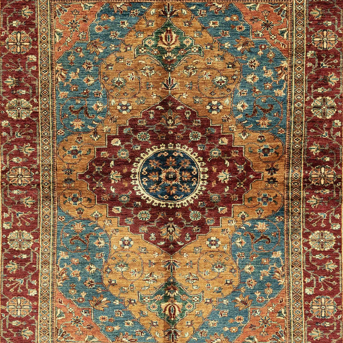 Machine Washable Abstract Saffron Red Rug, wshabs3268