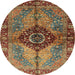 Round Machine Washable Abstract Saffron Red Rug, wshabs3268