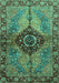 Machine Washable Persian Turquoise Traditional Area Rugs, wshabs3268turq