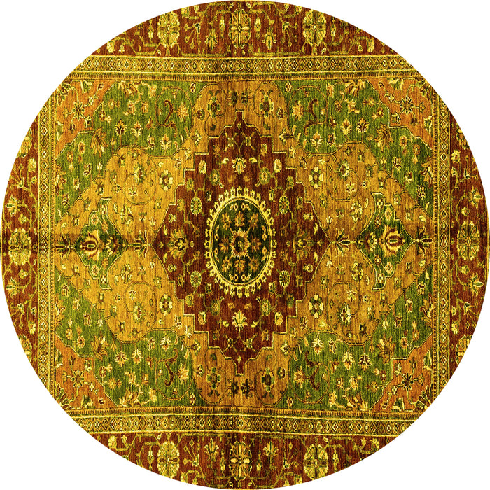 Round Persian Yellow Traditional Rug, abs3268yw