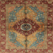 Square Machine Washable Abstract Saffron Red Rug, wshabs3268