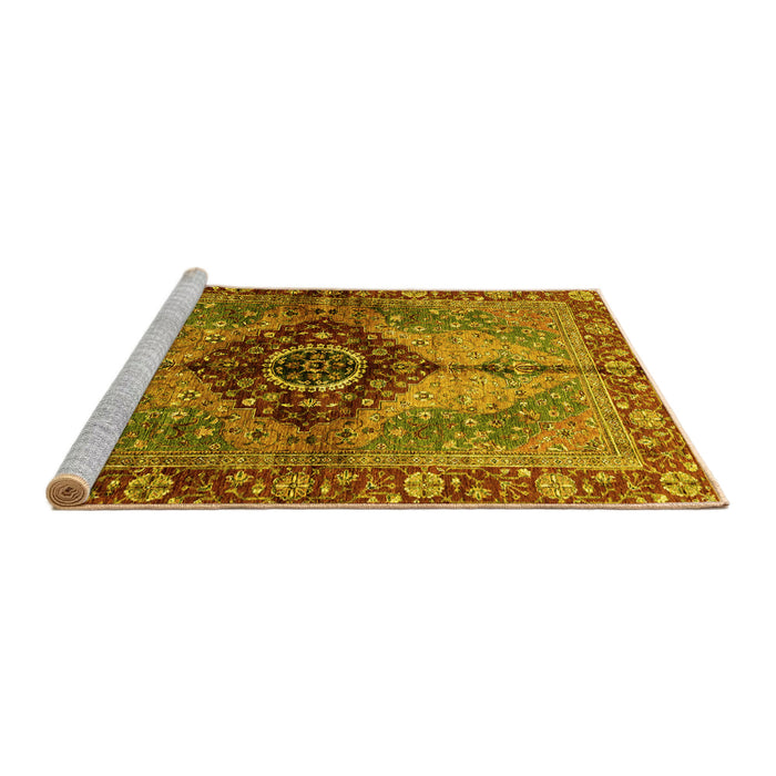 Sideview of Machine Washable Persian Yellow Traditional Rug, wshabs3268yw