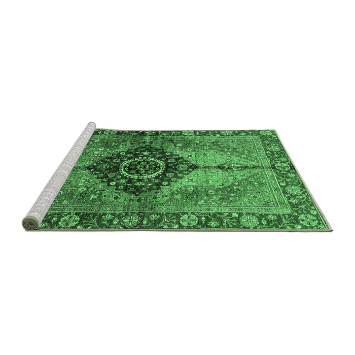Sideview of Machine Washable Persian Emerald Green Traditional Area Rugs, wshabs3268emgrn