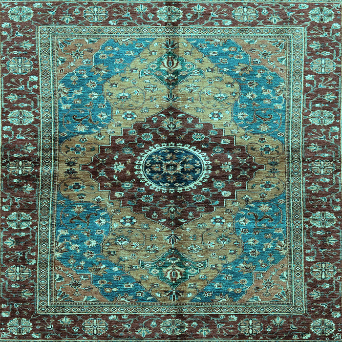 Square Machine Washable Persian Light Blue Traditional Rug, wshabs3268lblu