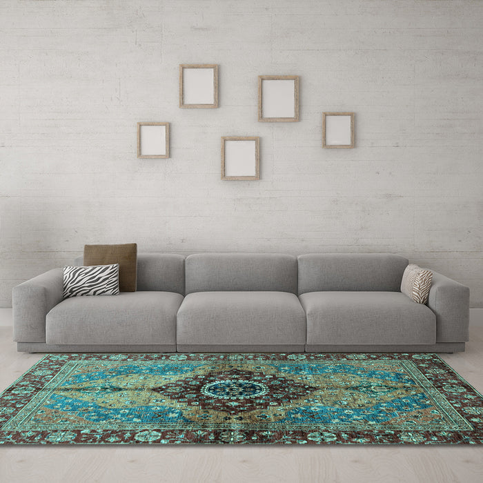 Machine Washable Persian Light Blue Traditional Rug in a Living Room, wshabs3268lblu