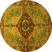 Round Machine Washable Persian Yellow Traditional Rug, wshabs3268yw