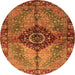 Round Persian Orange Traditional Rug, abs3268org