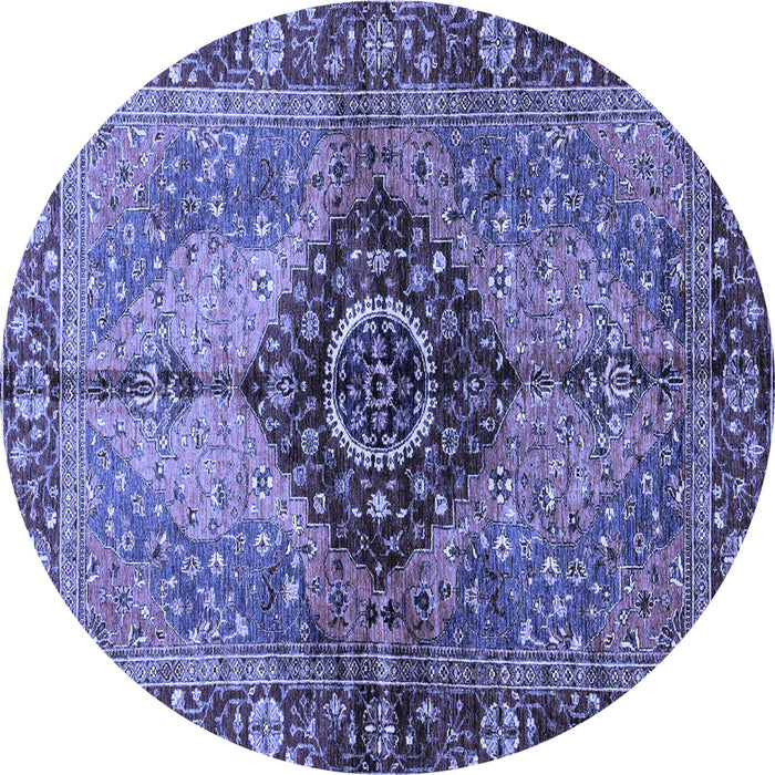 Round Machine Washable Persian Blue Traditional Rug, wshabs3268blu