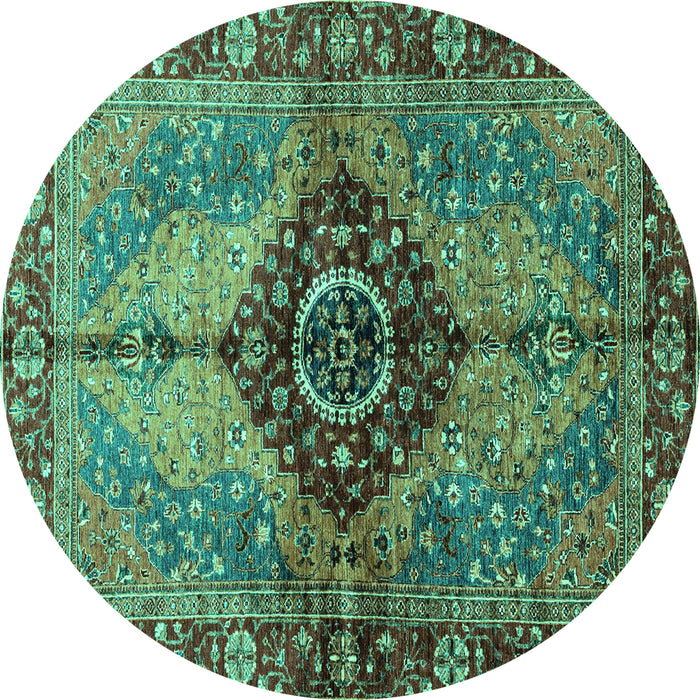 Round Persian Turquoise Traditional Rug, abs3268turq