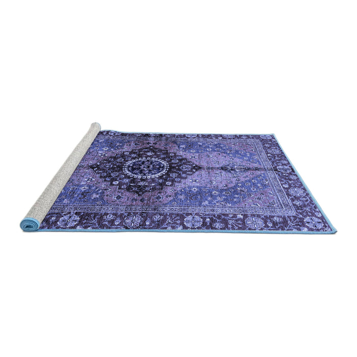 Sideview of Machine Washable Persian Blue Traditional Rug, wshabs3268blu