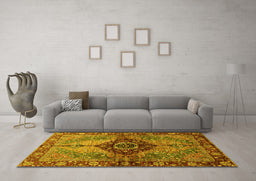 Machine Washable Persian Yellow Traditional Rug in a Living Room, wshabs3268yw