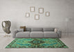 Machine Washable Persian Turquoise Traditional Area Rugs in a Living Room,, wshabs3268turq