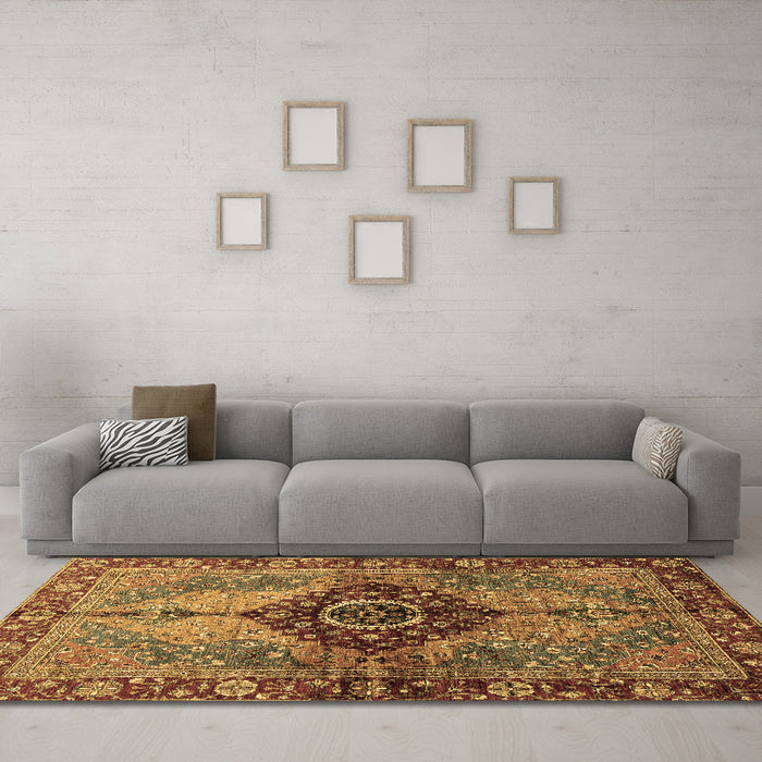 Machine Washable Persian Brown Traditional Rug in a Living Room,, wshabs3268brn