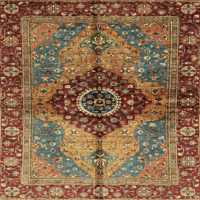 Square Abstract Saffron Red Persian Rug, abs3268