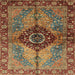 Square Abstract Saffron Red Persian Rug, abs3268